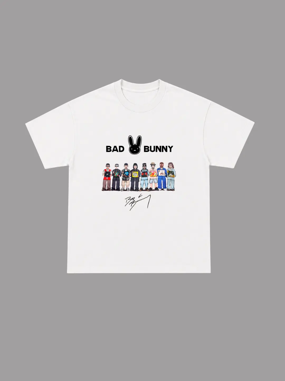 Camiseta Bad Bunny Fila de Personajes
