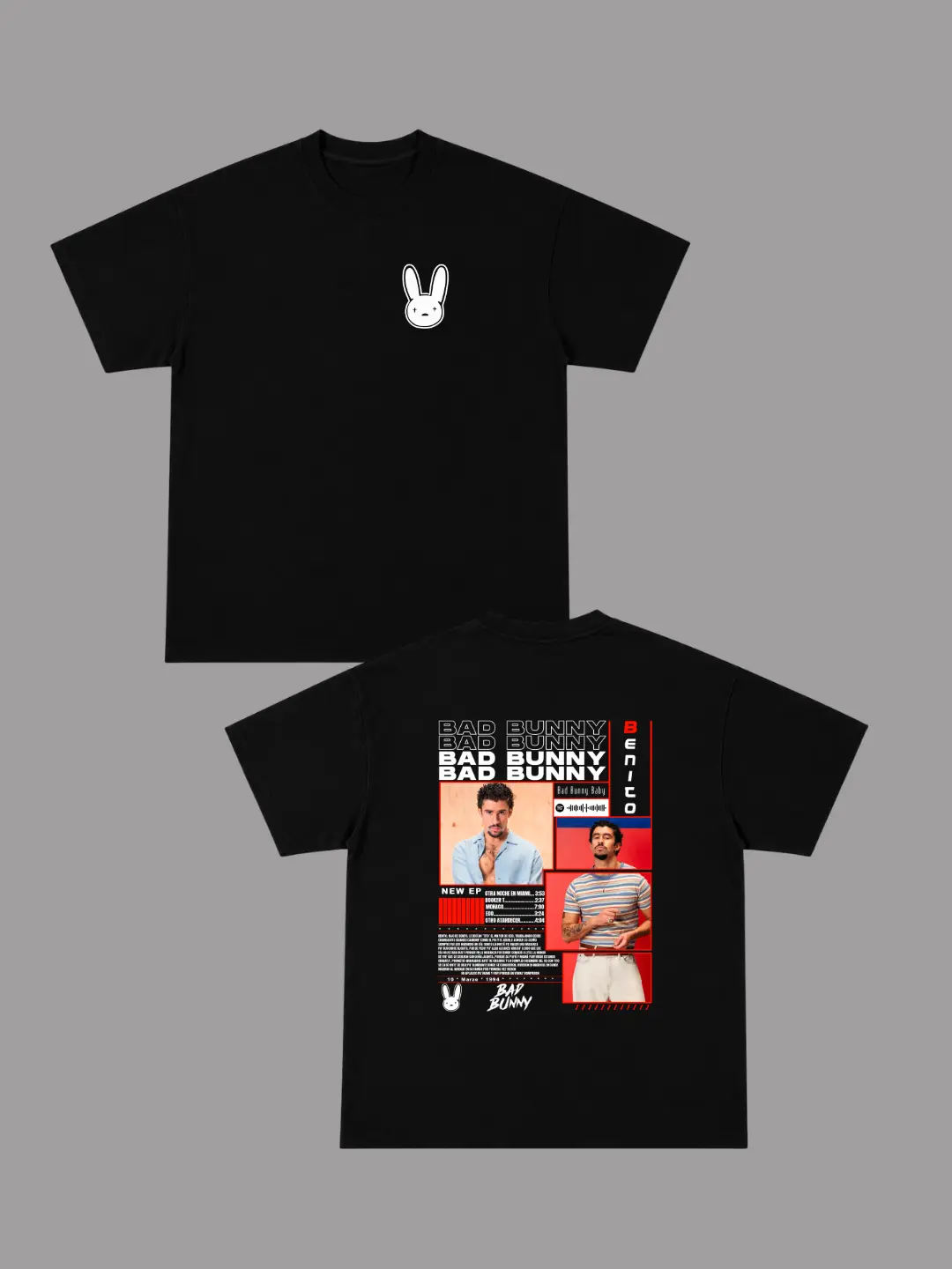 Camiseta Bad Bunny Collage Rojo
